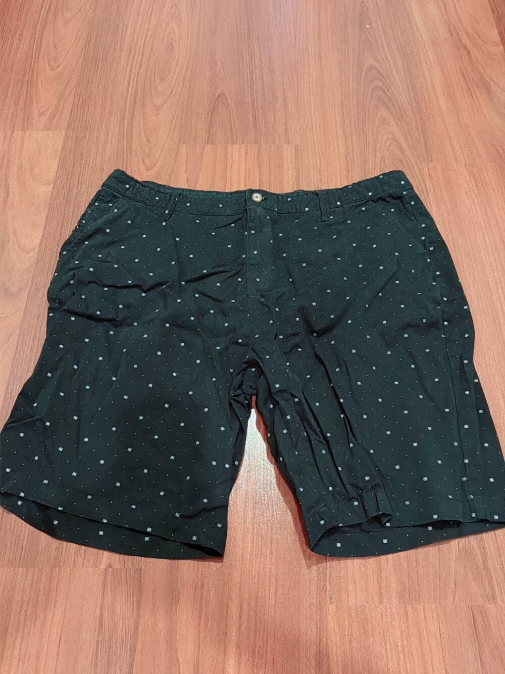 Hudson & Barrow Mens Shorts Size 38 Black Geometric Dot Chino Casual